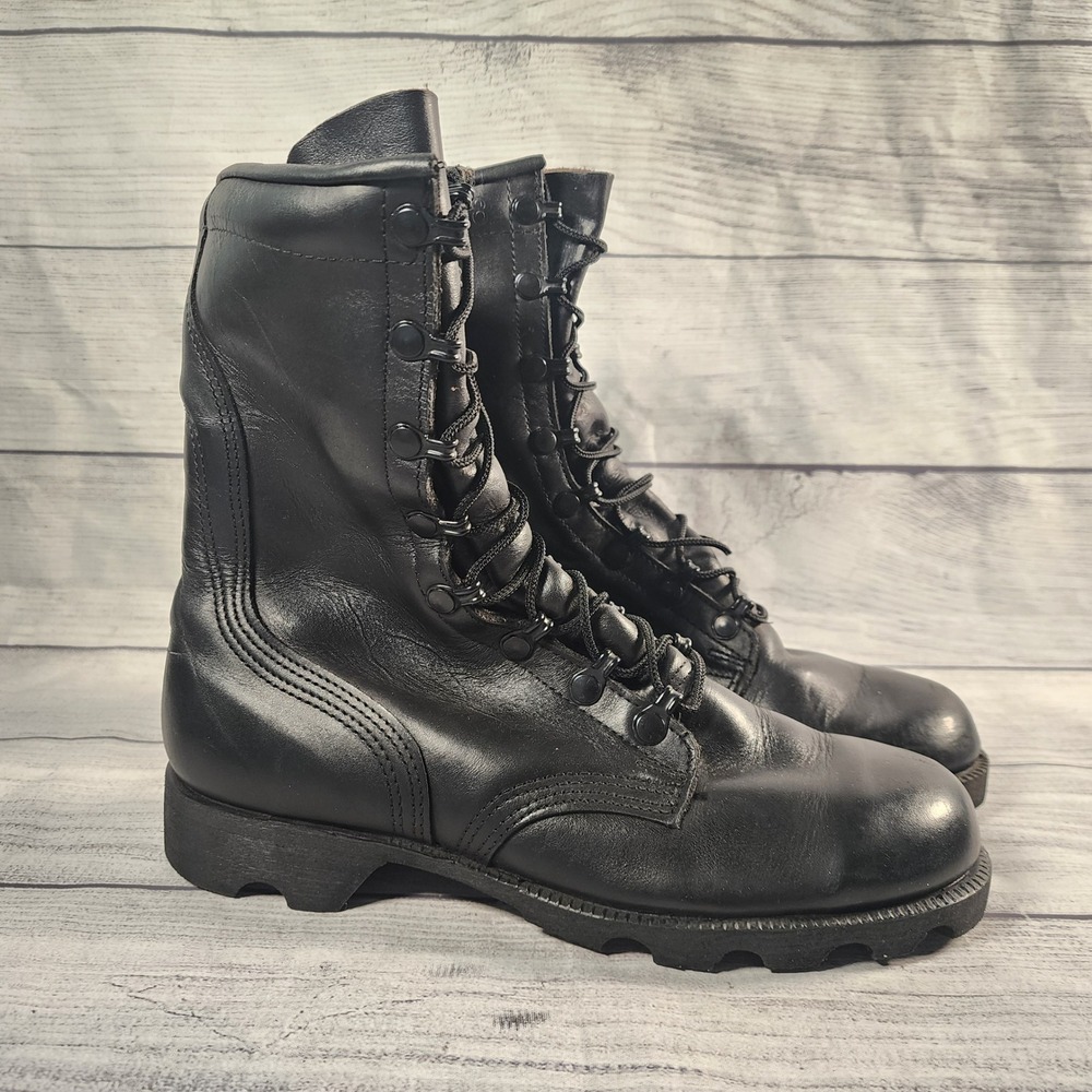 Vintage 1988 Men's 6.5 R Black Leather Combat Boots RO Search Military Boots